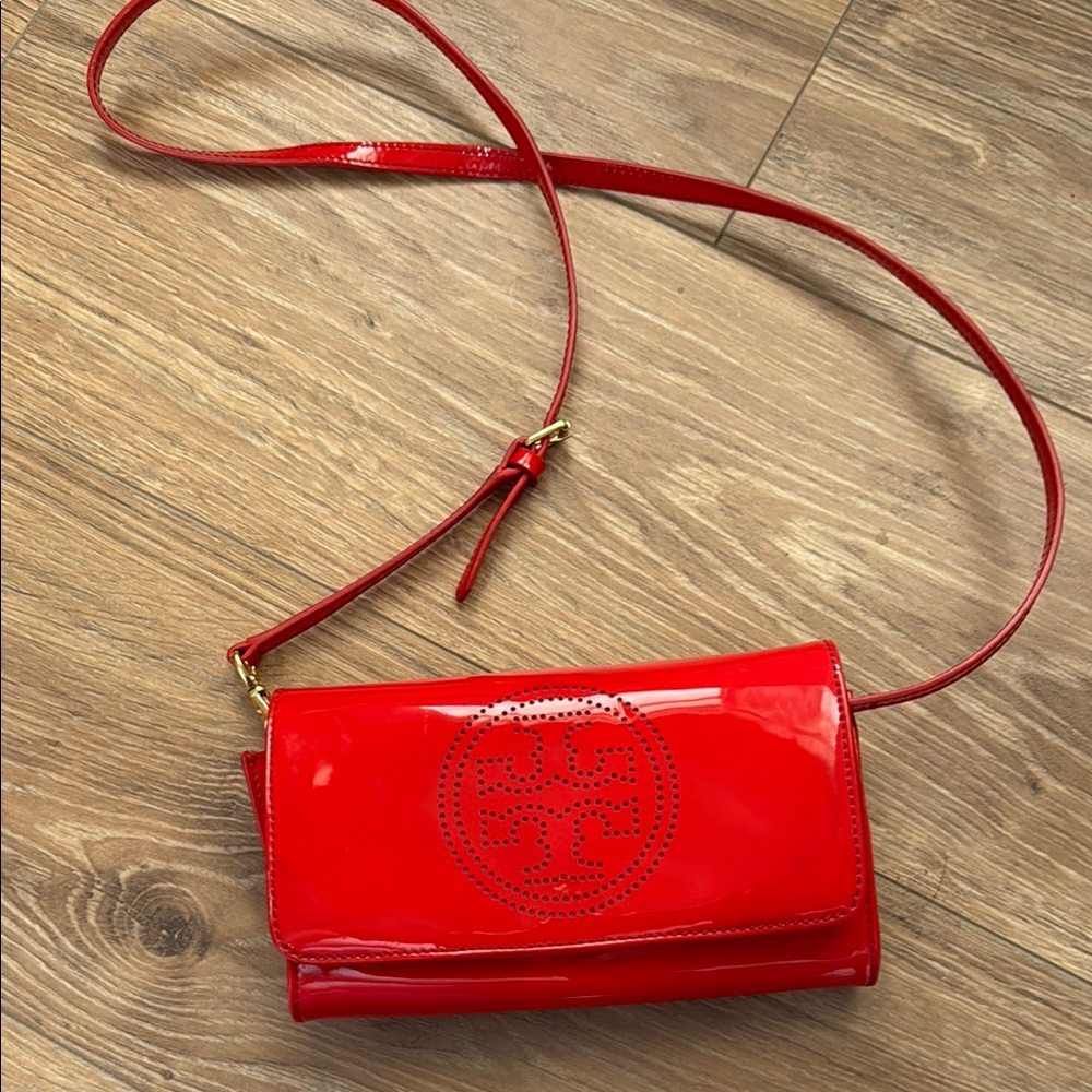 Tory Burch Red Patent Leather Crossbody Bag